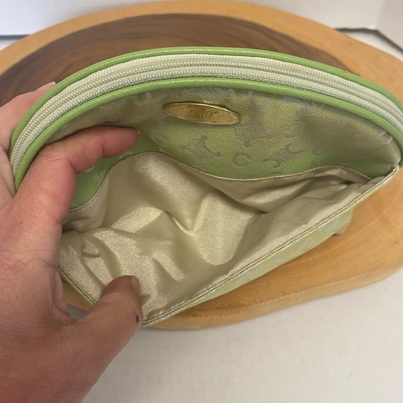 Celine Canvas Neon Green RARE Cosmetic Pouch - Picture 6 of 11